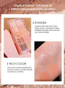 Sweet mint 10-Color Matte Eyeshadow Palette, 1Pc Highly Pigmented Waterproof Long-Wearing Eyeshadow Tray Eye Shadow - 彩色 - 查看 2