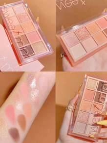 Sweet mint 10-Color Matte Eyeshadow Palette, 1Pc Highly Pigmented Waterproof Long-Wearing Eyeshadow Tray Eye Shadow - 彩色 - 查看 3