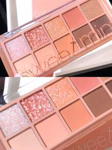 Sweet mint 10-Color Matte Eyeshadow Palette, 1Pc Highly Pigmented Waterproof Long-Wearing Eyeshadow Tray Eye Shadow - 彩色 - 查看 4