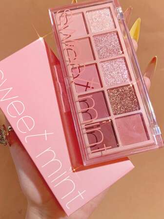 Sweet mint 10色啞光眼影盤,1入組高度色素沉著防水持久眼妝託盤眼影