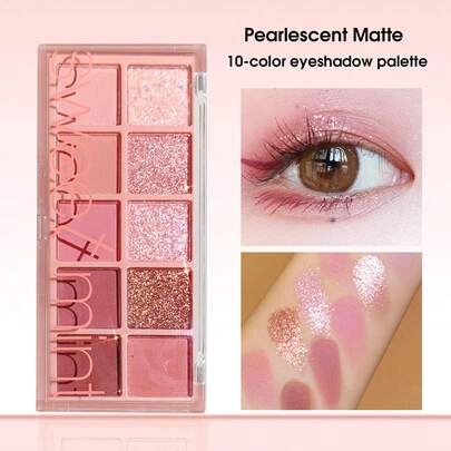 Sweet mint 10色啞光眼影盤,1入組高度色素沉著防水持久眼妝託盤眼影