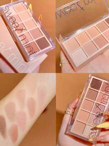 Sweet mint 10-Color Matte Eyeshadow Palette, 1Pc Highly Pigmented Waterproof Long-Wearing Eyeshadow Tray Eye Shadow - 彩色 - 查看 4
