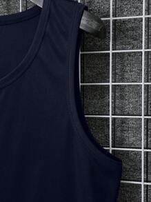 Nam Chất rắn Áo ba lỗ - Màu xanh hải quân - Xem 5