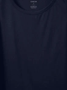 Nam Chất rắn Áo ba lỗ - Màu xanh hải quân - Xem 6