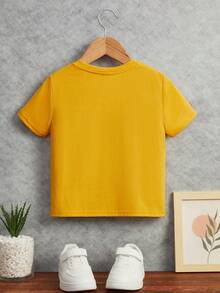 SHEIN Young Boys' Cartoon Yellow Expression Face 3d Printing Personalized T-Shirt - Yellow - View 2