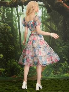 SHEIN MOD Bộ đồ hai mảnh nữ phân lớp Hoa Tất cả trên in Boho - Nhiều màu - Xem 2