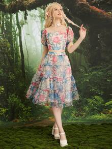 SHEIN MOD Bộ đồ hai mảnh nữ phân lớp Hoa Tất cả trên in Boho - Nhiều màu - Xem 3