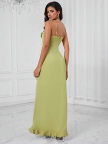 SHEIN Privé Đầm Xù Viên lá sen Cao thấp màu trơn Giải trí - Màu vàng - Xem 2