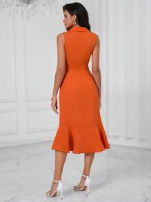 SHEIN BIZwear Vestido cruzado unicolor bajo con fruncido ropa de trabajo