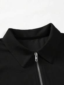 Manfinity Homme Men Zip Front Polo Shirt - Black - View 3