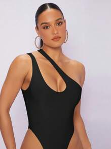 Silquee Body de un hombro con abertura - Negro - Ver 3