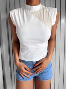 EURMUSE Mock Neck Tank Top