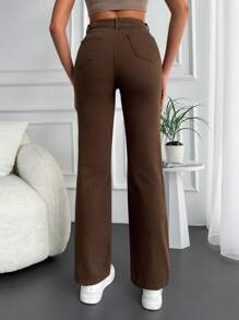 Cottnline Casual Solid Flare Leg Jeans