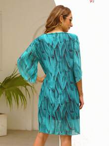 Allover Print Tunic Dress - Green - View 2