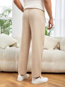 GENTILAND Nam Chất rắn Quần chân thẳng - Màu Khaki - Xem 2