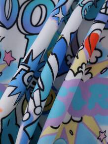 SHEIN 小男童字母和卡通圖案襯衫和短褲不帶T恤