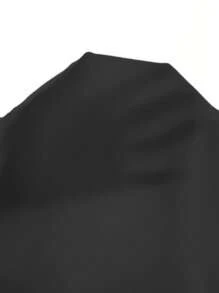 SHEIN VCAY Solid Wrap Hem Dress Without Belt - Black - View 8