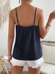 SHEIN Frenchy Áo khoác và áo lót dành cho xe tăng nữ Ruy băng Bộ lạc Boho - Màu xanh hải quân - Xem 2