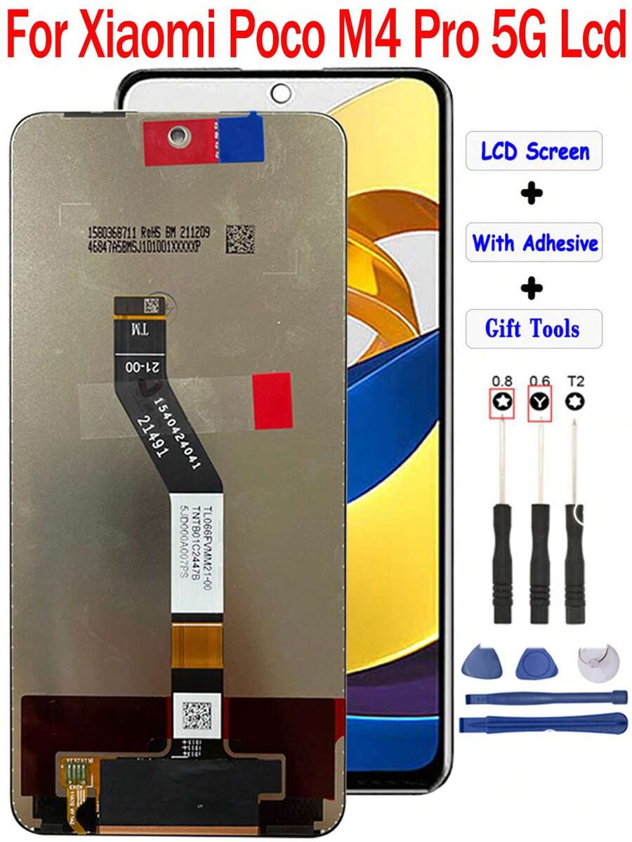 1 pieza 6,6 pulgadas Compatible con Xiaomi Poco M4 Pro 5G Pantalla LCD Asamblea de digitalizador de pantalla táctil con herramientas - Negro - Ver 1