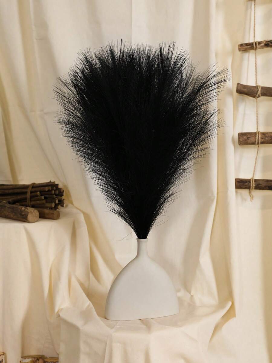 1 Giả Cỏ Pampas, Đen Lông Tơ Nhân Tạo Bulrush Cỏ Sậy, Cho Bình Chất Độn Trang Trại Nhà Trang Trí Lễ Cưới - màu đen - Xem 1