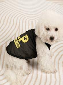 1 gói áo phông thú cưng có chữ, quần áo thú cưng màu đen dễ thương - màu đen - Xem 3