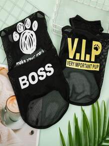 1 gói áo phông thú cưng có chữ, quần áo thú cưng màu đen dễ thương - màu đen - Xem 5