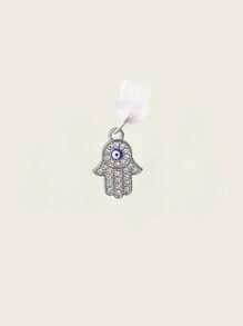 Rhinestone Hamsa Hand Design Phone Charger Port Dust Plug - Silver - View 2