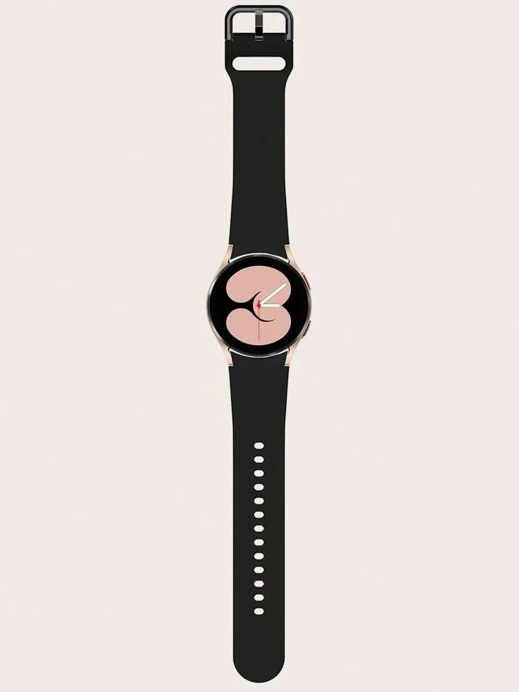 Black Matching Silicone Smart Watch Band With Round Buckle, Compatible With Galaxy Watch5/4 - Black - View 3