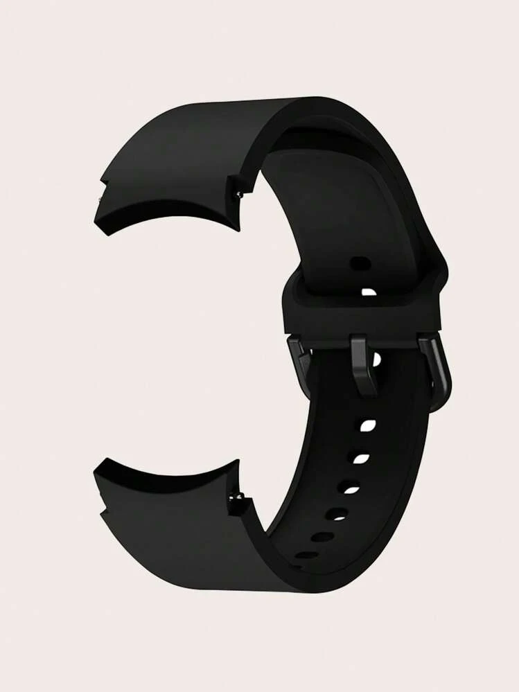 Black Matching Silicone Smart Watch Band With Round Buckle, Compatible With Galaxy Watch5/4 - Black - View 7
