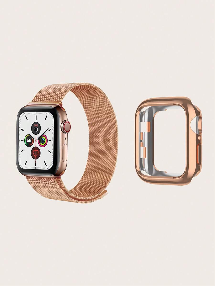 不銹鋼錶帶和殼套套裝適用於Apple Watch - 玫瑰金 - 查看 1