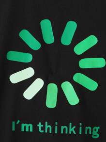 SHEIN 男童孩子們幾何T恤短袖休閒夏天黑色圖案孩子們服裝 - 黑色 - 查看 6