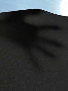 SHEIN LUNE Bộ đồ hai mảnh nữ Túi màu trơn Giải trí - màu đen - Xem 7