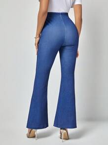 SHEIN Clasi High Waist Flare Leg Trousers - Blue - View 2