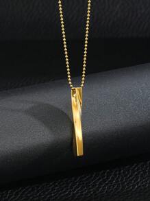 1pc Kids Stainless Steel Charm Necklace For Gift - Yellow Gold - View 1