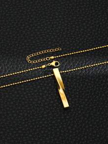 1pc Kids Stainless Steel Charm Necklace For Gift - Yellow Gold - View 2