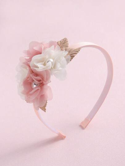 قطعة واحدة بنات لؤلؤ صناعي و مزخرف بزهر طوق الشعر الى شعر زخارف