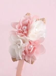 1 băng đô trang trí hoa và ngọc trai giả cho bé gái để trang trí tóc - Nhiều màu - Xem 4