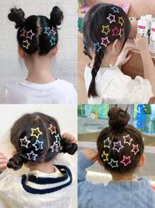 10pcs Girls Random Color Star Design Snap Clip For Hair Decoration - Multicolor - View 2