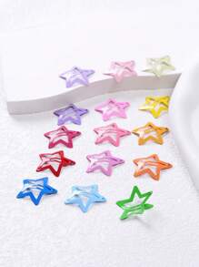 10pcs Girls Random Color Star Design Snap Clip For Hair Decoration - Multicolor - View 4