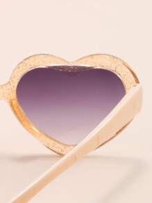 1副女孩花朵裝飾心形框架太陽眼鏡適用於日常生活 - 棕色 - 查看 5