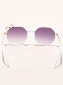 1副女孩蝴蝶結裝飾幾何框架太陽眼鏡適用於日常生活 - 白色 - 查看 7