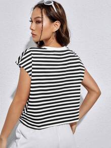 SHEIN EZwear Striped Batwing Sleeve Tee