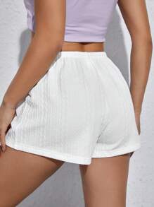 SHEIN EZwear Solid Drawstring Waist Shorts - White - View 2