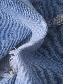 SHEIN Young Boy Ripped Frayed Bleach Wash Denim Shorts - Light Wash - View 6