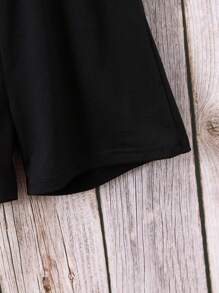 SHEIN 女孩標語圖案T恤和短褲