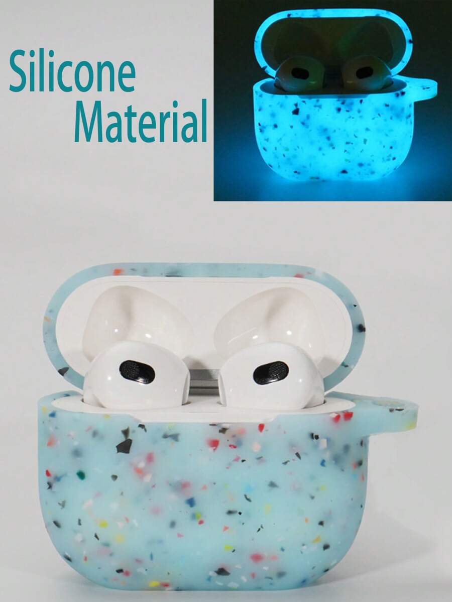 Ốp lưng silicon phát sáng hoa văn tại chỗ Tương thích với AirPods - Màu xanh lam - Xem 1