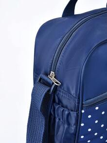 Bebé 5 piezas Bolsa de pañales de lunares & con patrón de oso poliéster - Azul Marino - Ver 5