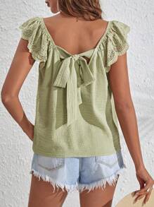 SHEIN VCAY Schiffy Ruffle Trim Blouse