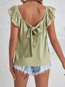 SHEIN VCAY Schiffy Ruffle Trim Blouse