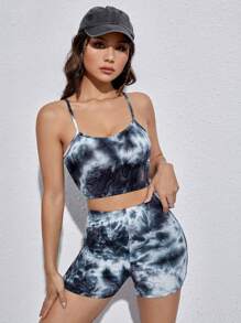 SHEIN EZwear Tie Dye Cami Top & Biker Shorts